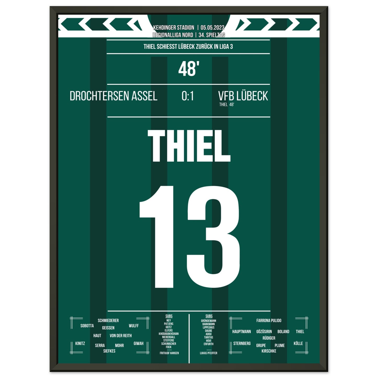 Thiel trifft und Lübeck kehrt zurück in Liga 3 45x60-cm-18x24-Schwarzer-Aluminiumrahmen