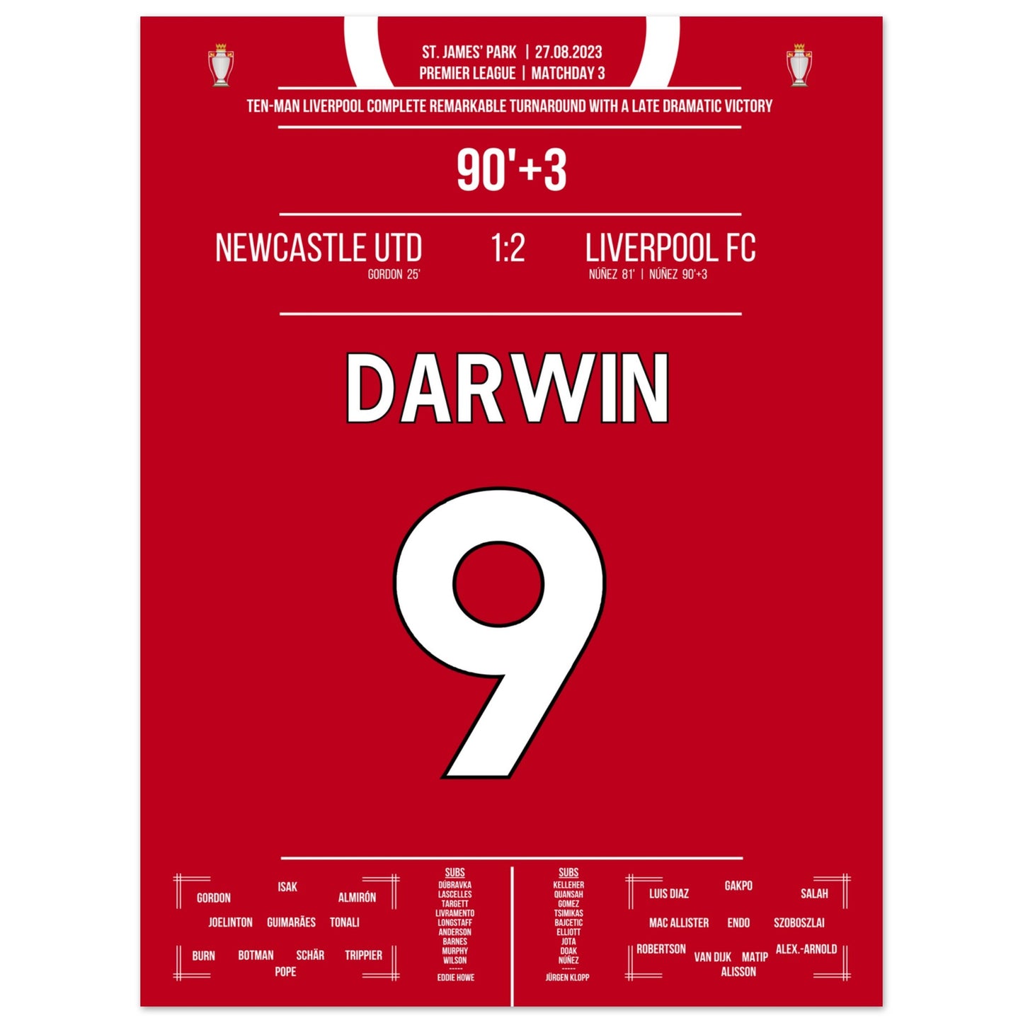 Darwin Nunez' später Doppelpack zum Sieg bei Newcastle 2023