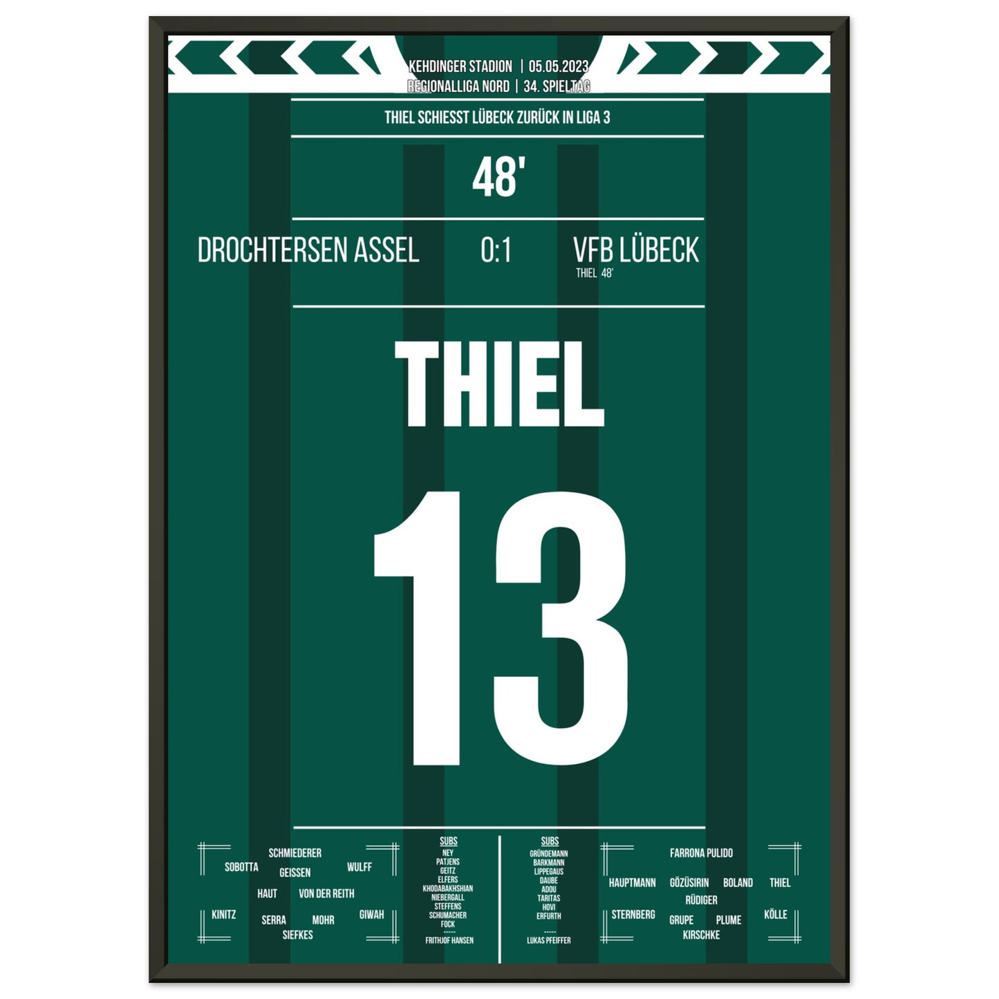 Thiel trifft und Lübeck kehrt zurück in Liga 3 50x70-cm-20x28-Schwarzer-Aluminiumrahmen