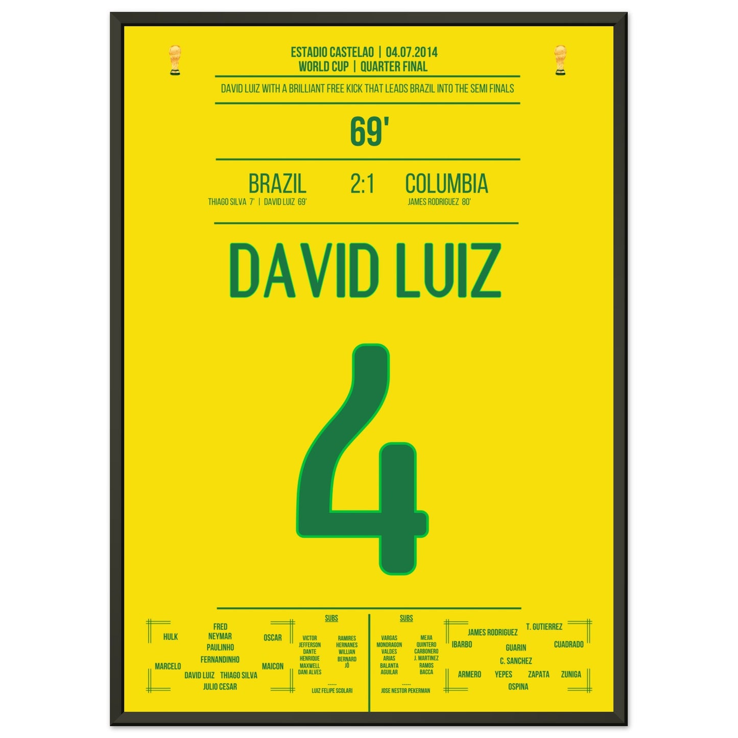 David Luiz Freistoß-Tor gegen Kolumbien bei der WM 2014