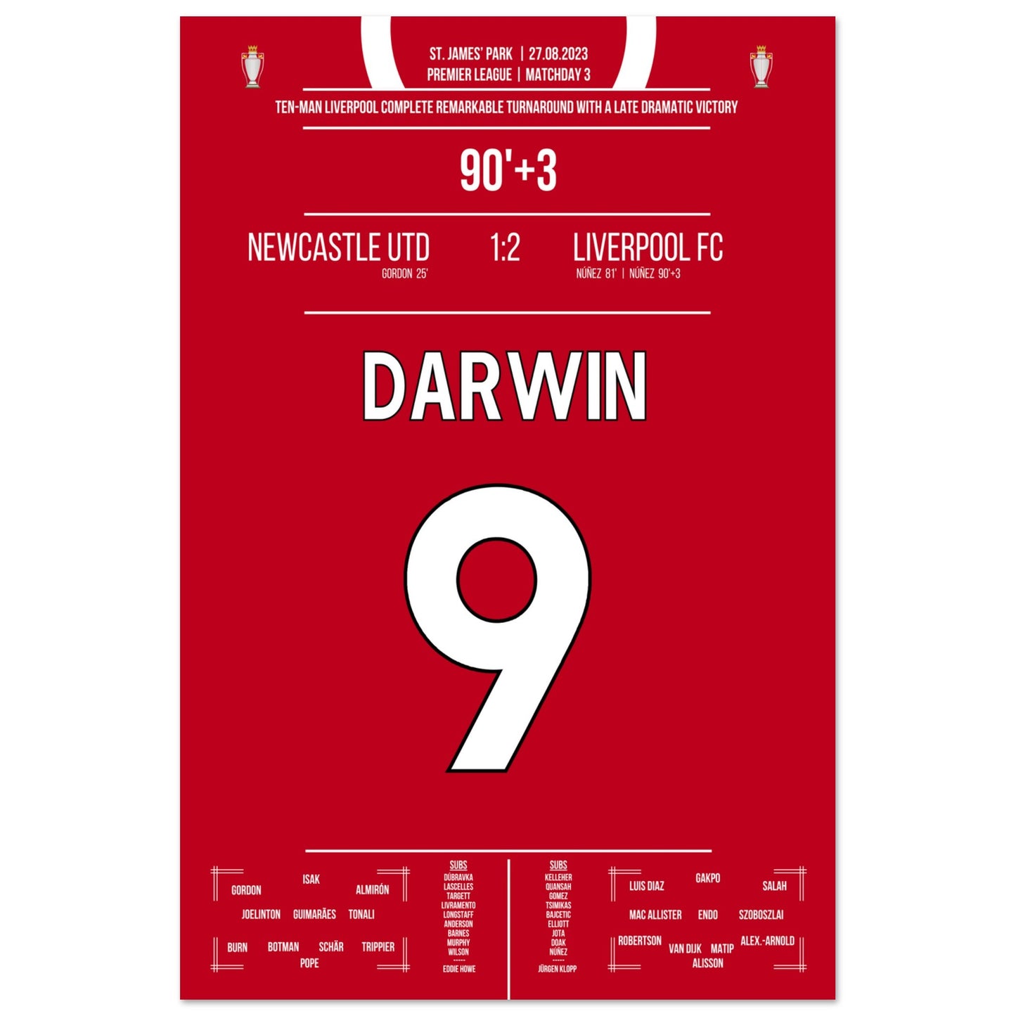 Darwin Nunez' später Doppelpack zum Sieg bei Newcastle 2023