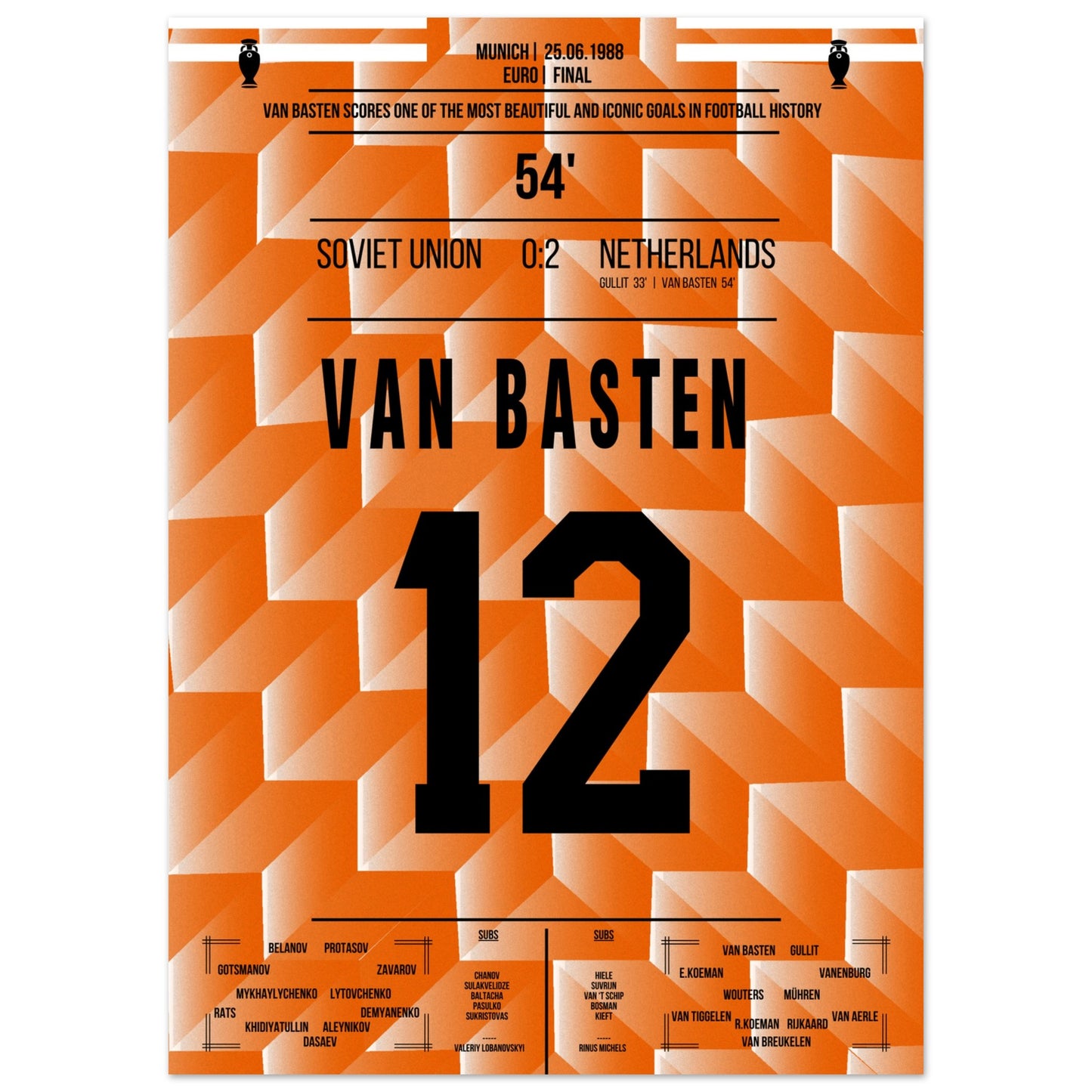 Van Basten's berühmtes Tor im Finale der Euro 1988 50x70-cm-20x28-Premium-Semi-Glossy-Paper-Poster