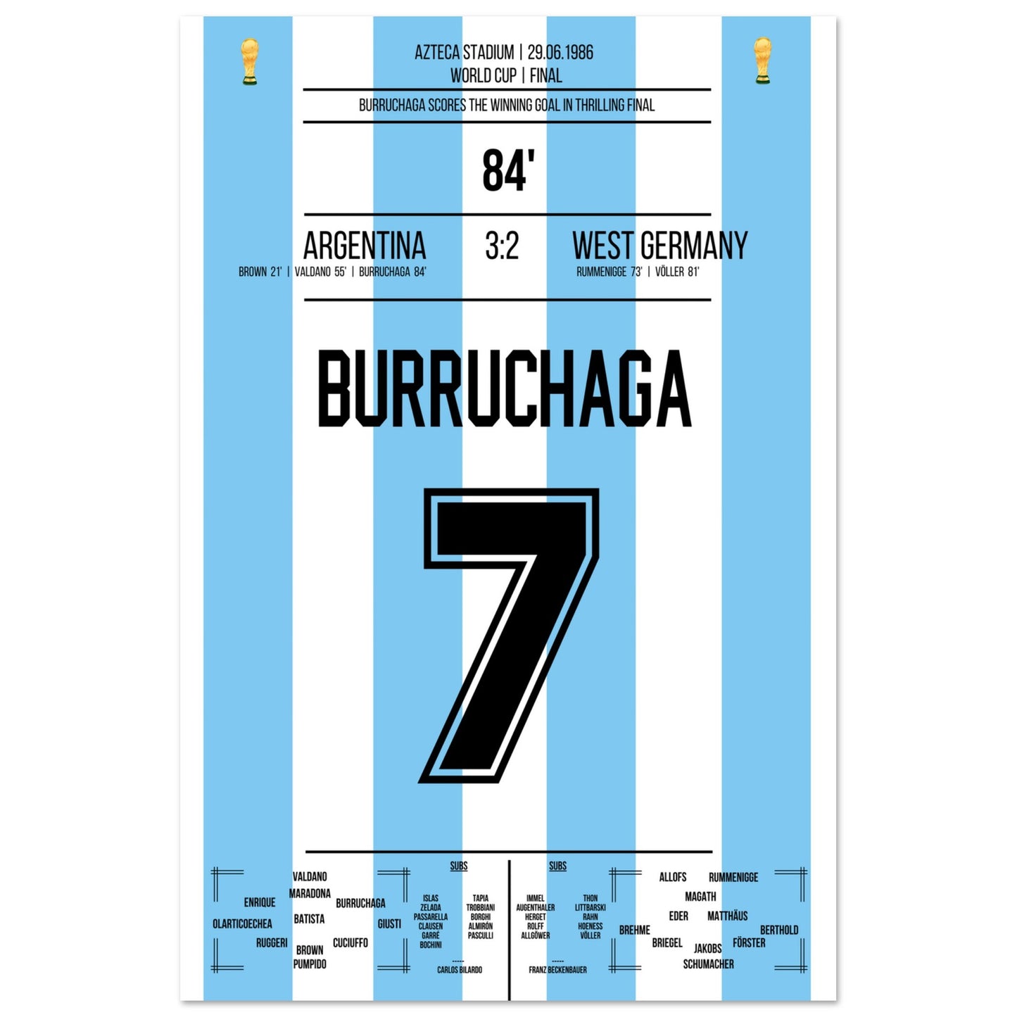 Burruchaga's Siegtreffer im WM Finale 1986 60x90-cm-24x36-Ohne-Rahmen
