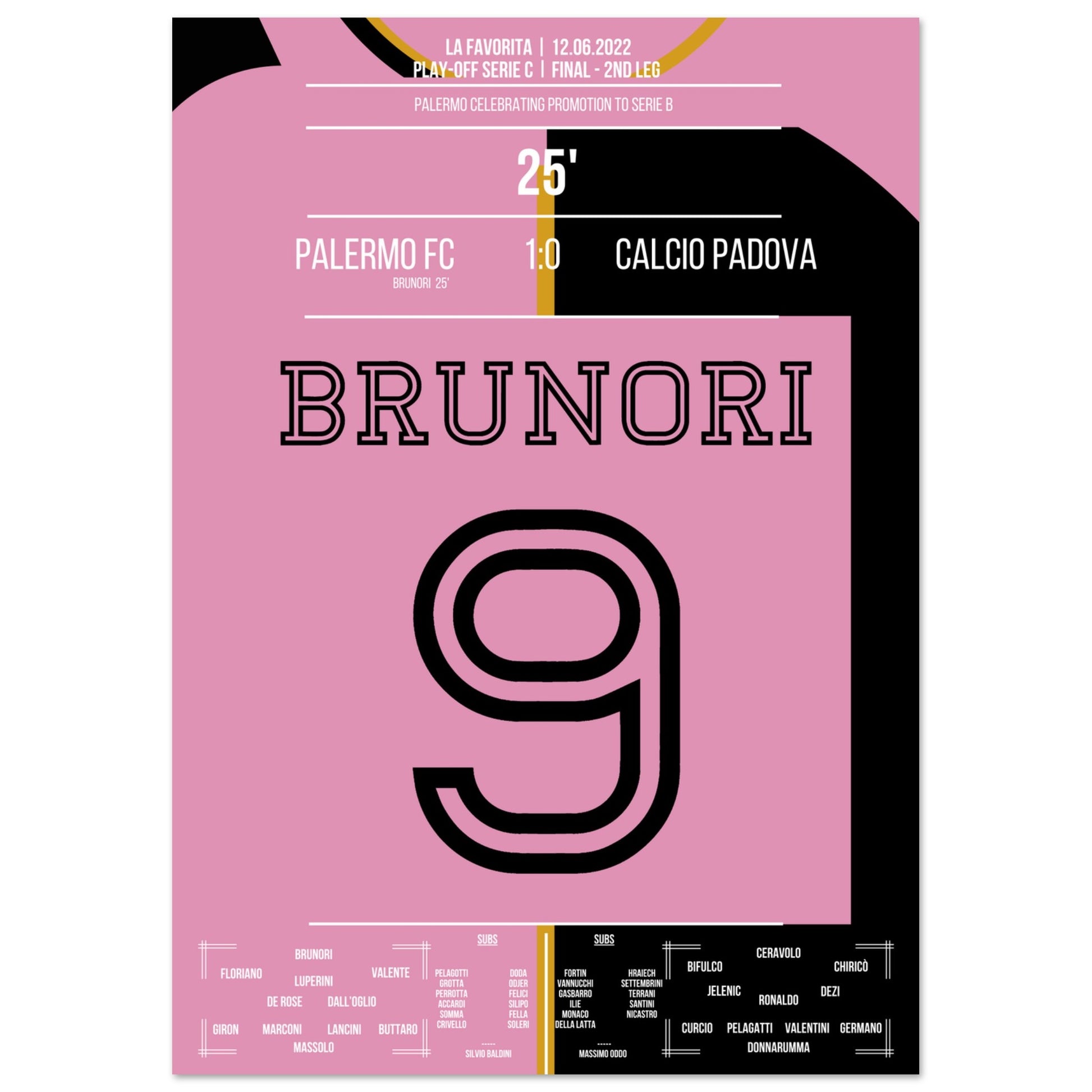 Brunori's Tor bei Palermo's Rückkehr in die Serie B A4-21x29.7-cm-8x12-Ohne-Rahmen