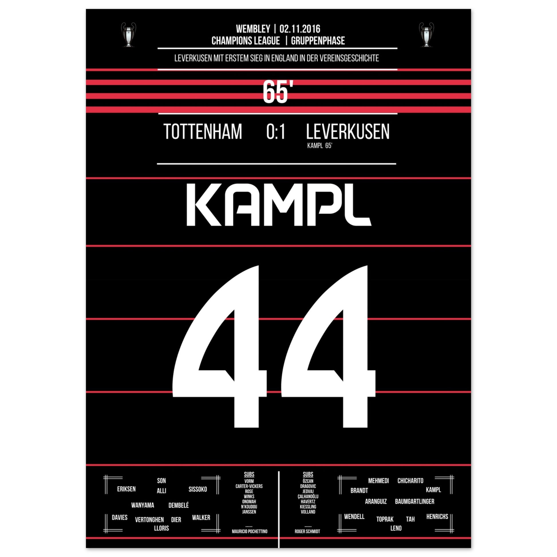 Kampl schiesst Leverkusen zum ersten Sieg auf englischem Boden 50x70-cm-20x28-Ohne-Rahmen