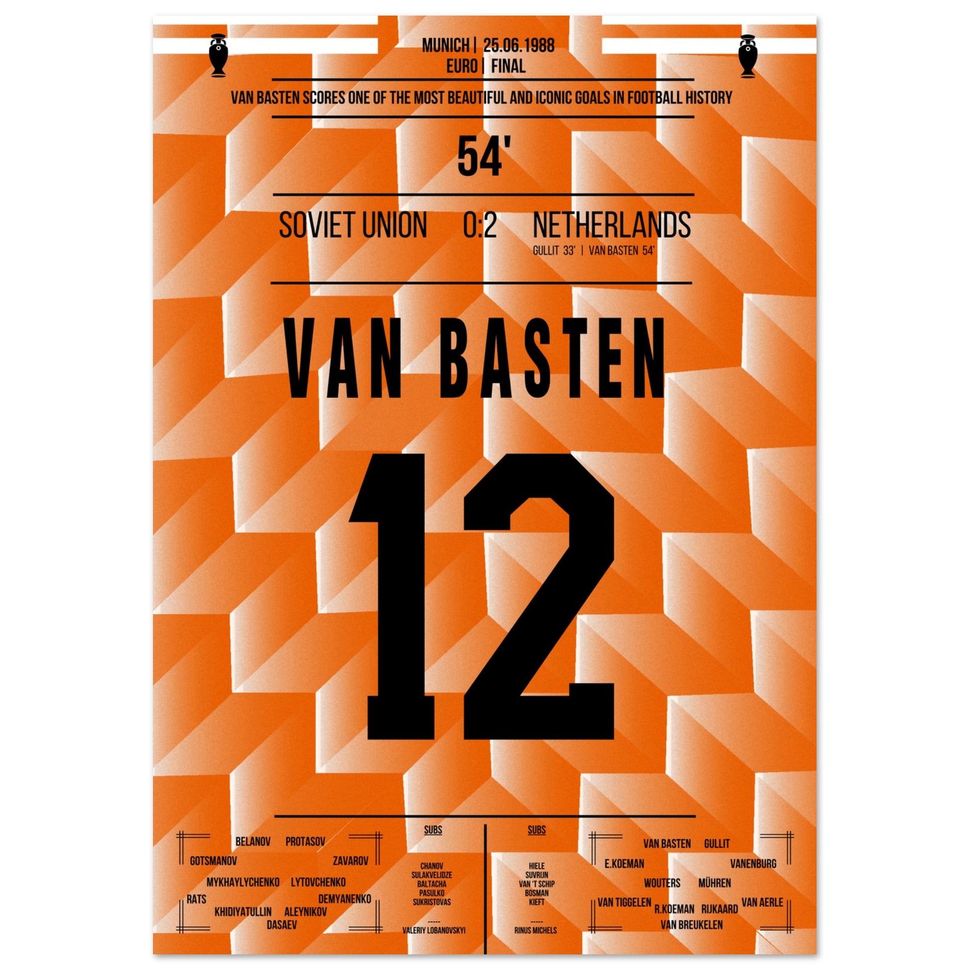 Van Basten's berühmtes Tor im Finale der Euro 1988 A4-21x29.7-cm-8x12-Premium-Semi-Glossy-Paper-Poste