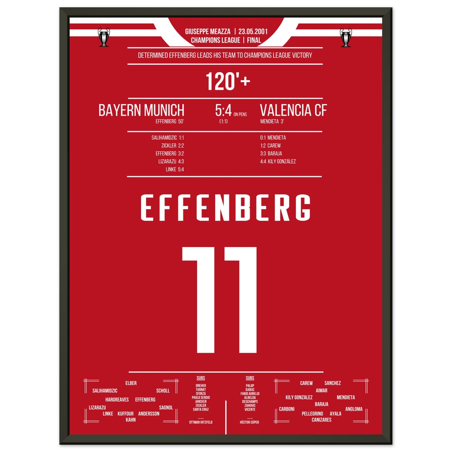 Effenberg's Leader-Performance im Champions League Finale 2001 45x60-cm-18x24-Schwarzer-Aluminiumrahmen