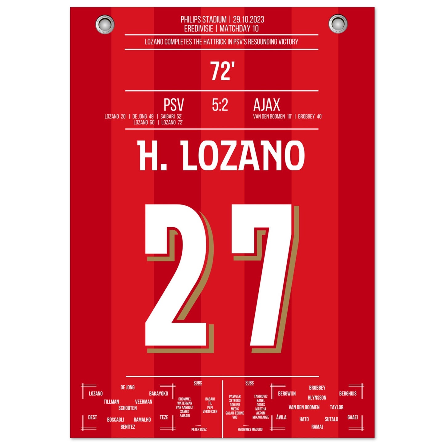 Lozano Hattrick bei 5-2 gegen Ajax A4-21x29.7-cm-8x12-Ohne-Rahmen