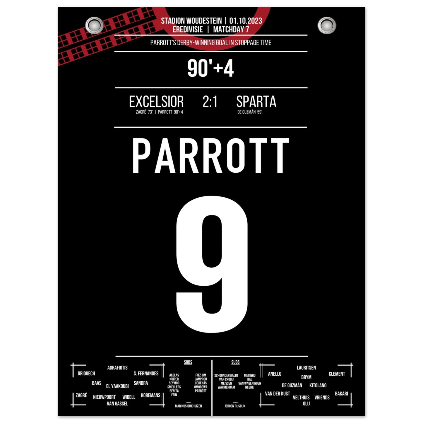 Parrott entscheidet das Derby in letzter Minute für Excelsior 30x40-cm-12x16-Ohne-Rahmen