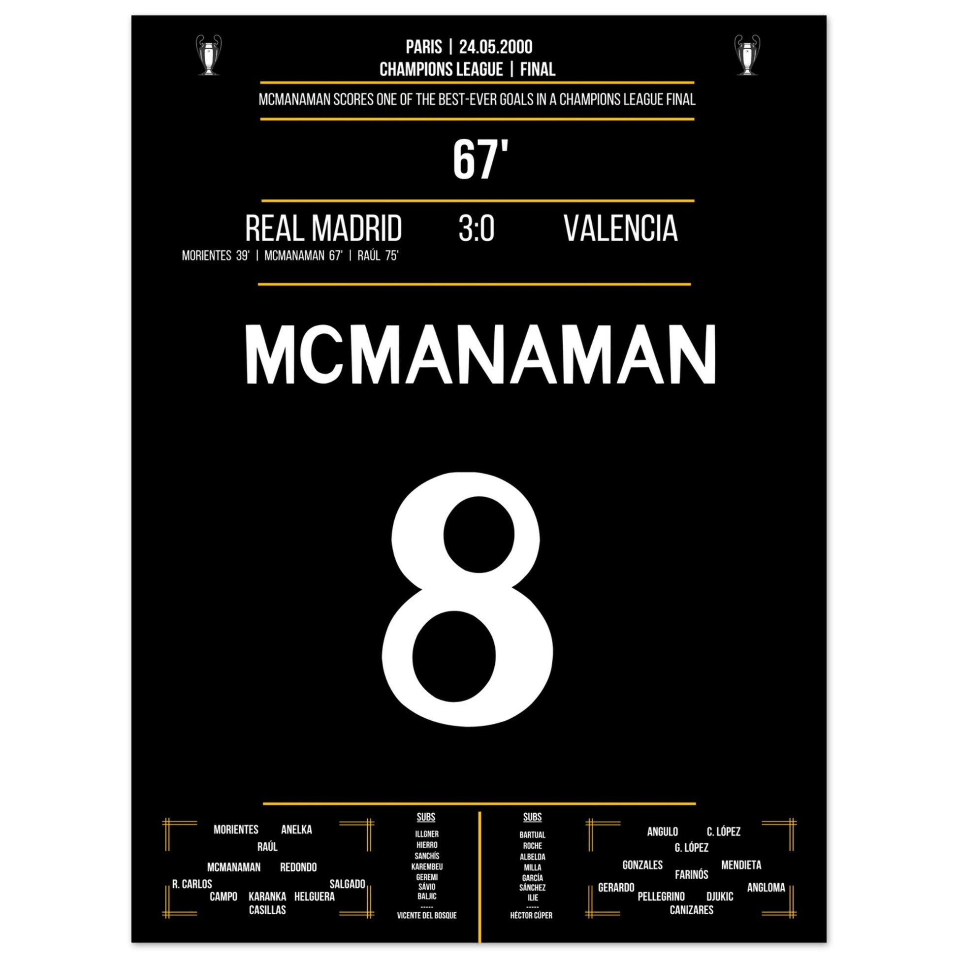 McManaman Volley im Champions League Finale 2000 gegen Valencia 45x60-cm-18x24-Ohne-Rahmen
