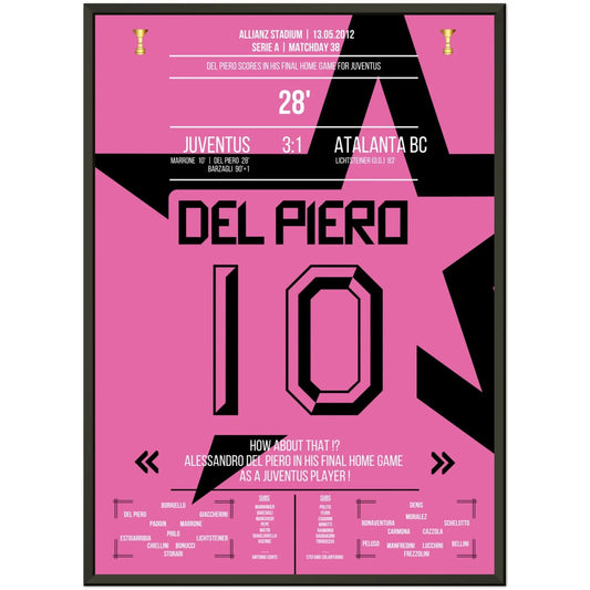 Del Piero's perfektes Abschiedstor gegen Atalanta 2011/12 50x70-cm-20x28-Schwarzer-Aluminiumrahmen