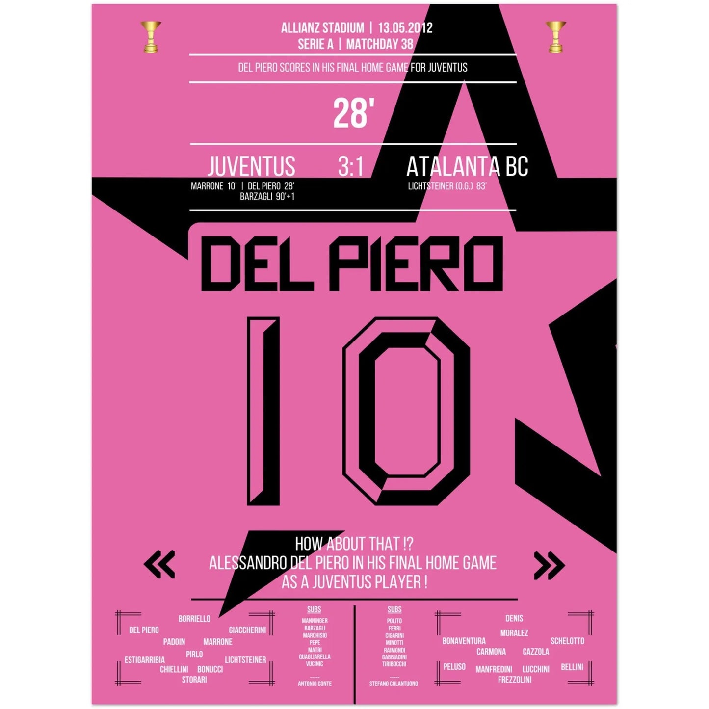 Del Piero's perfektes Abschiedstor gegen Atalanta 2011/12 45x60-cm-18x24-Ohne-Rahmen