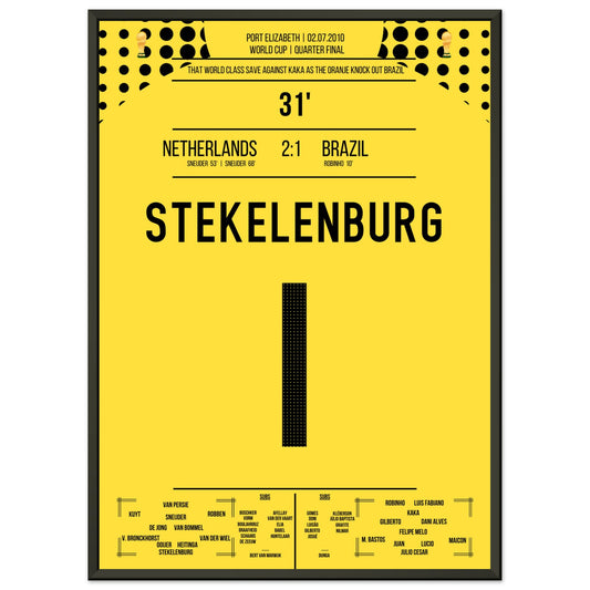 Stekelenburg's Weltklasse Aktion gegen Kaka bei der WM 2010 50x70-cm-20x28-Schwarzer-Aluminiumrahmen