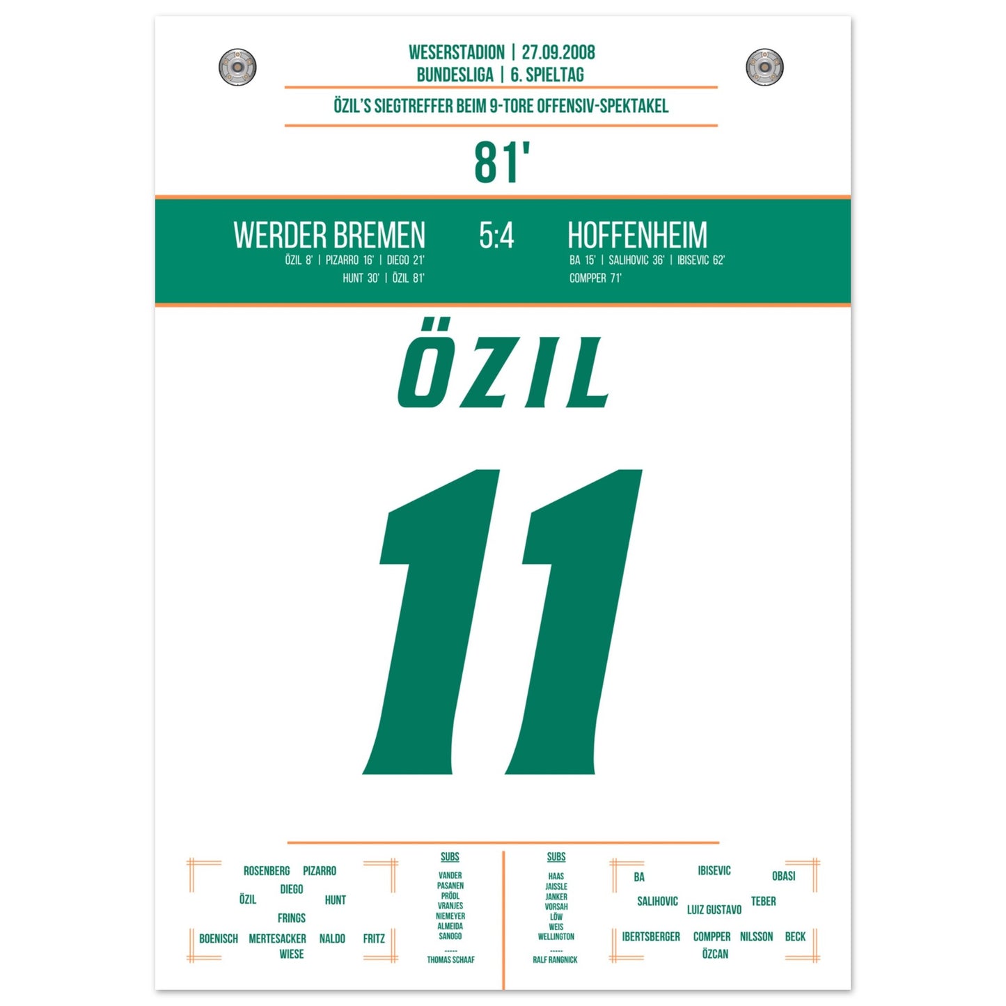 Özil's Siegtreffer bei 9-Tore Spektakel gegen Hoffenheim 50x70-cm-20x28-Ohne-Rahmen