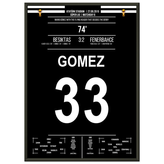 Mario Gomez Flugkopfball beim Derbysieg gegen Fenerbahce 2015 50x70-cm-20x28-Schwarzer-Aluminiumrahmen