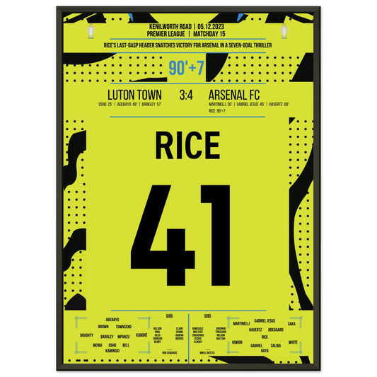 Rice köpft Arsenal in letzter Sekunde zum Auswärtssieg 50x70-cm-20x28-Schwarzer-Aluminiumrahmen