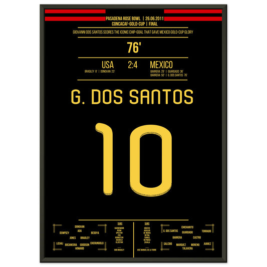 Dos Santos' legendärer Chip zu Mexiko's Gold-Cup Triumph 2011 50x70-cm-20x28-Schwarzer-Aluminiumrahmen