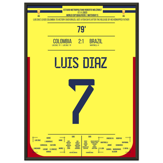 Luis Diaz schießt Kolumbien zum Sieg gegen Brasilien und widmet es seinem Vater 50x70-cm-20x28-Schwarzer-Aluminiumrahmen