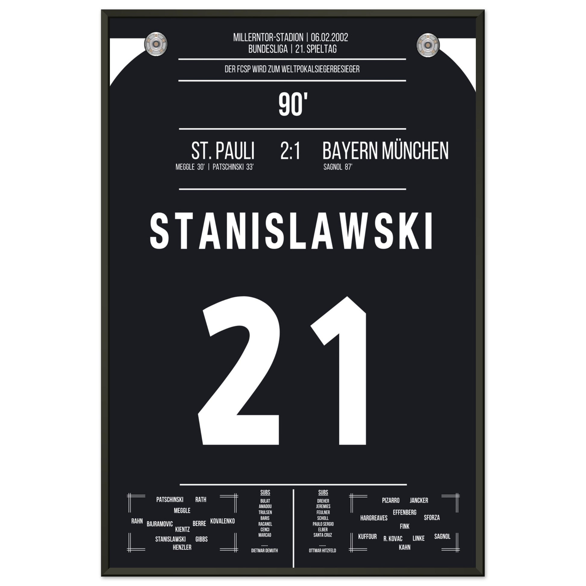 Die Geburtsstunde der Weltpokalsiegerbesieger - Stanislawski 60x90-cm-24x36-Schwarzer-Aluminiumrahmen