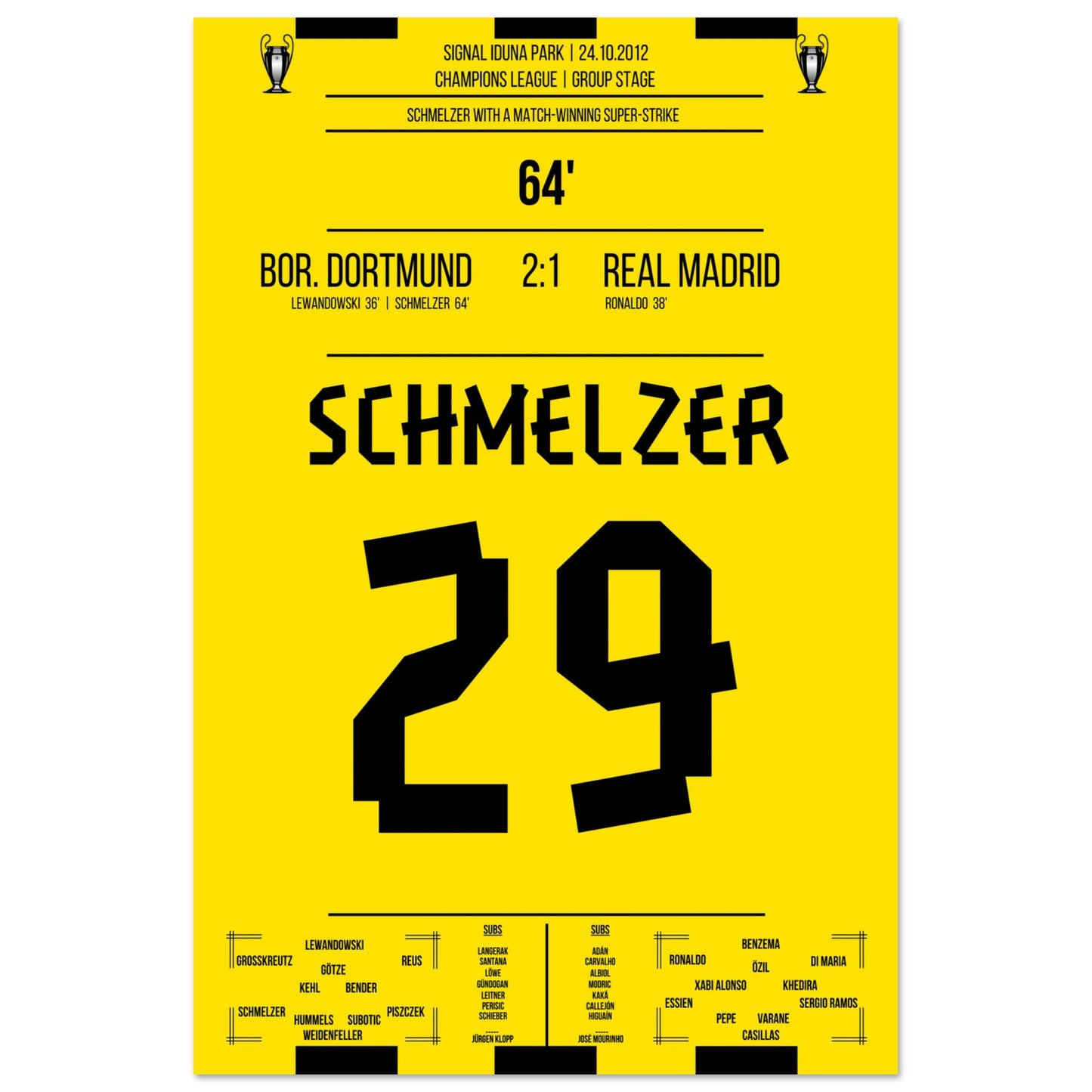 Schmelzer's linke Klebe gegen Real in der Champions League 2012 60x90-cm-24x36-Ohne-Rahmen