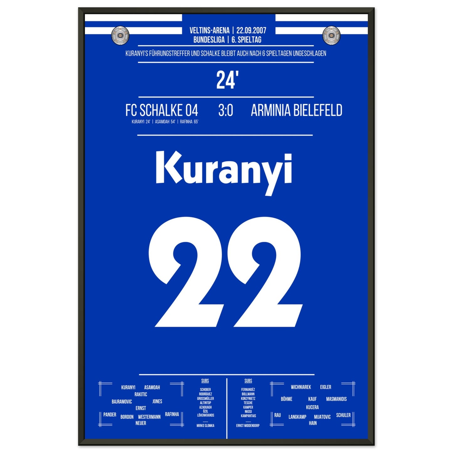 Kuranyi's Führungstreffer bei 3-0 Sieg gegen Bielefeld 2007 60x90-cm-24x36-Schwarzer-Aluminiumrahmen
