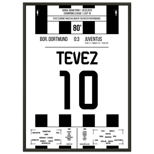Tevez' Doppelpack gegen Dortmund im CL Achtelfinale 2015 50x70-cm-20x28-Schwarzer-Aluminiumrahmen