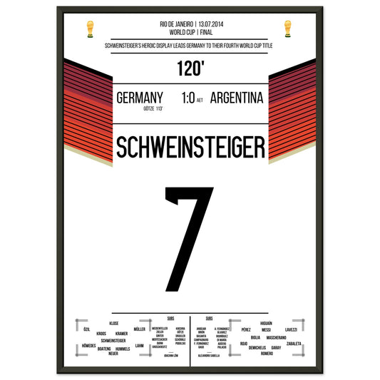 Schweinsteiger's führt Deutschland blutend zum Weltmeistertitel 2014 50x70-cm-20x28-Schwarzer-Aluminiumrahmen