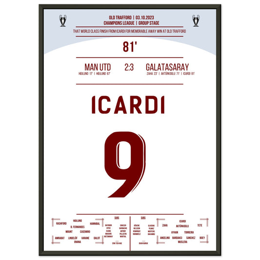Icardi's Siegtreffer im Old Trafford 50x70-cm-20x28-Schwarzer-Aluminiumrahmen