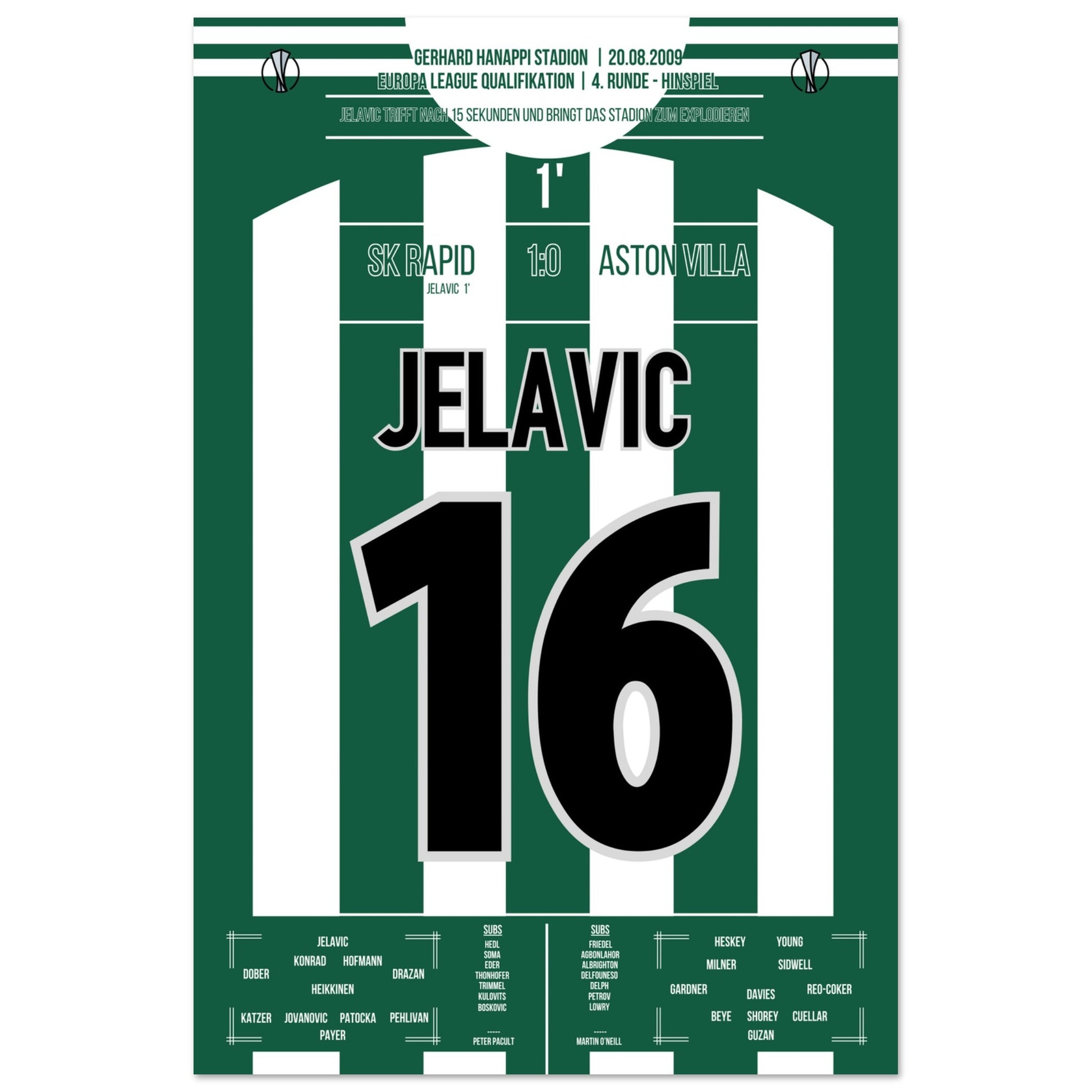 Jelavic's trifft nach 15 Sekunden zur Führung für Rapid gegen Aston Villa 60x90-cm-24x36-Ohne-Rahmen