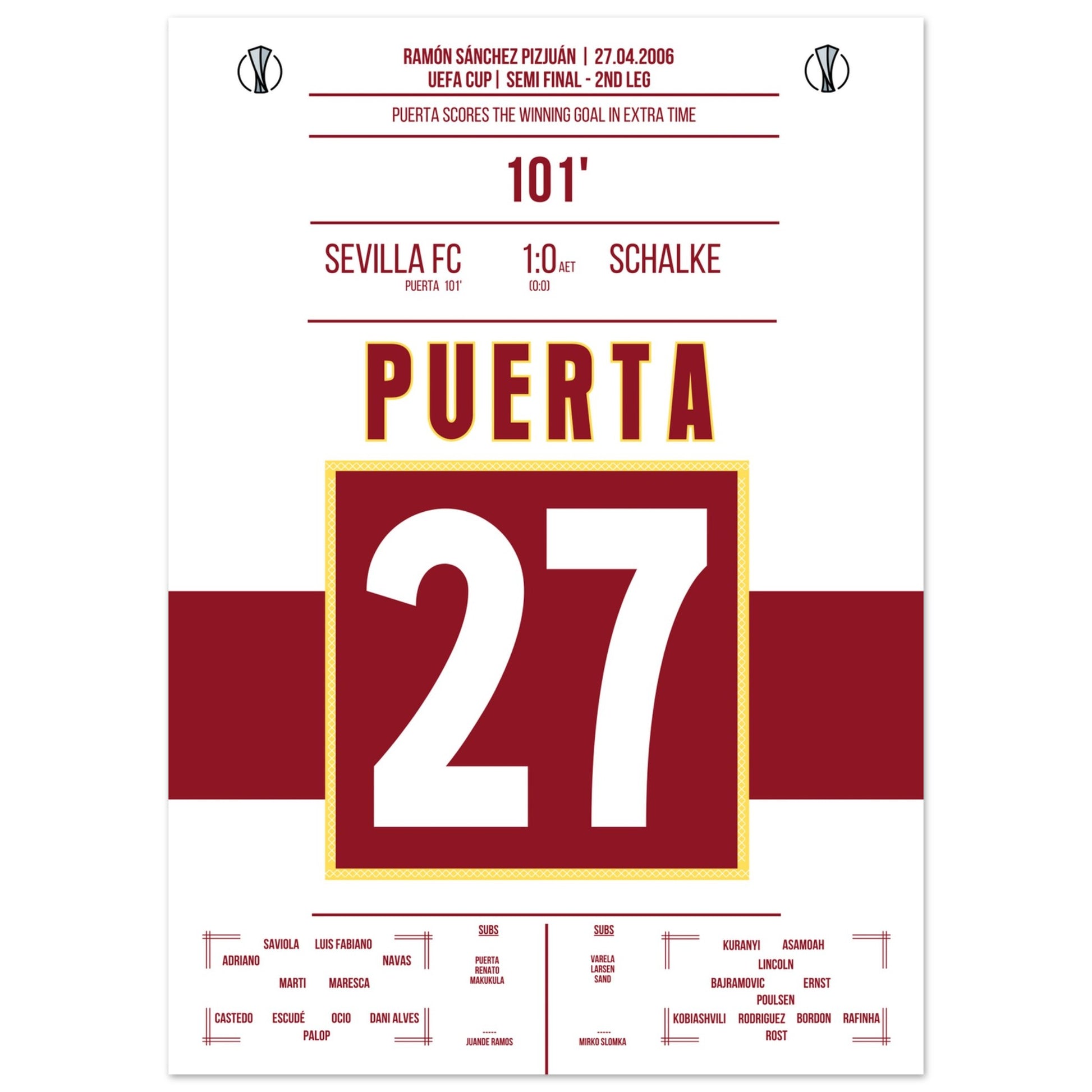Puerta schießt Sevilla ins Uefa Cup Finale 2006 50x70-cm-20x28-Ohne-Rahmen