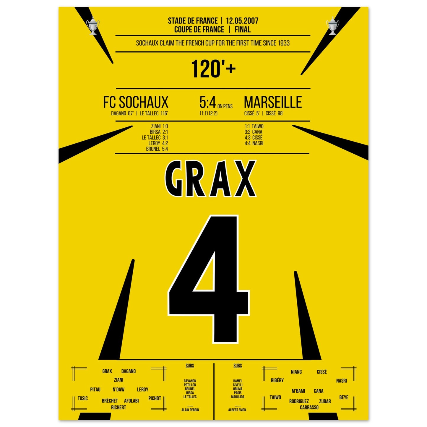Sochaux gewinnt den französischen Pokal zum ersten mal seit 1933 30x40-cm-12x16-Ohne-Rahmen