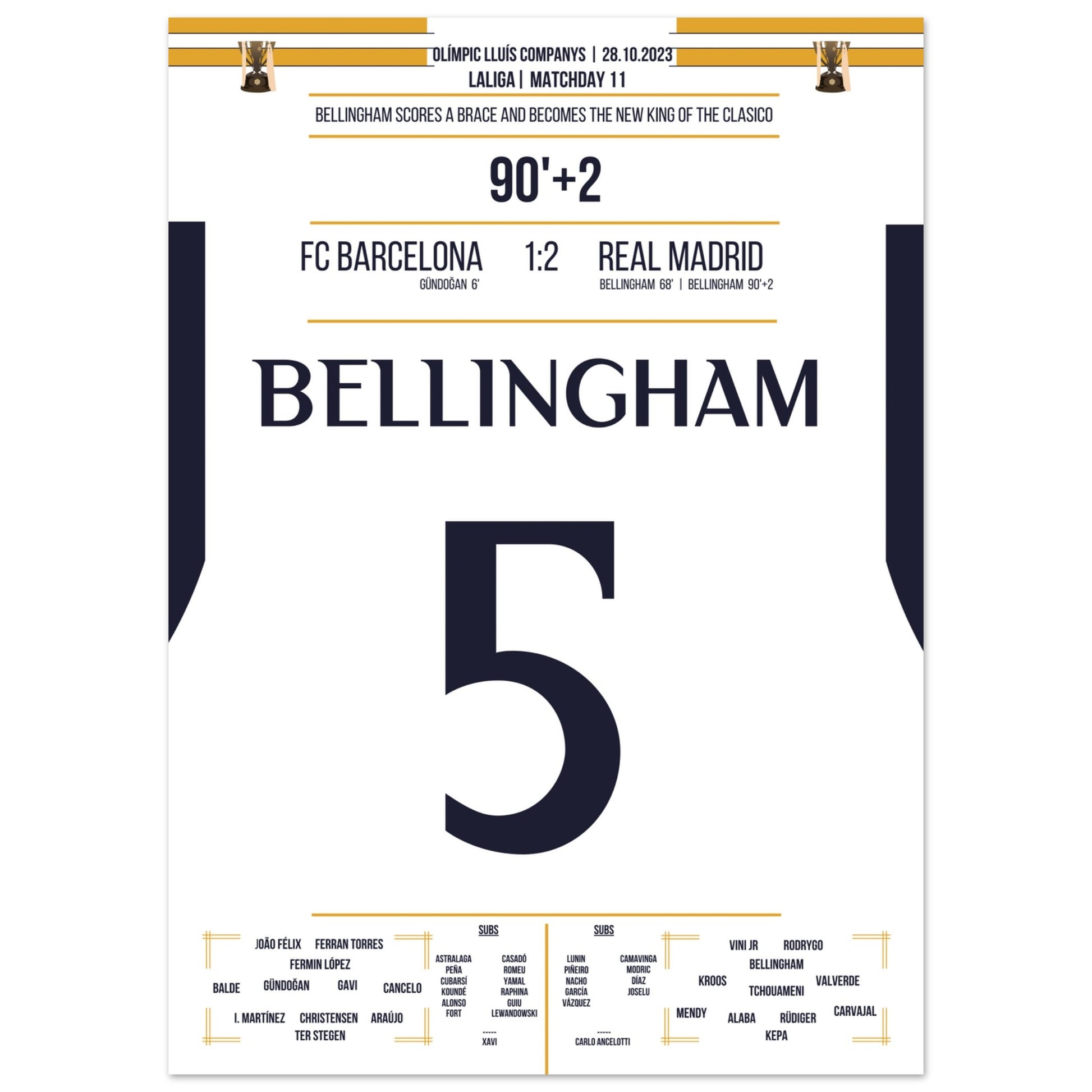 Bellingham schieß Real zum Sieg und wird zum neuen "King Of Clasico" 50x70-cm-20x28-Ohne-Rahmen