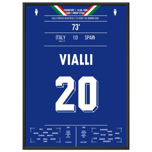 Vialli's Siegtor gegen Spanien bei der Euro 1988 50x70-cm-20x28-Schwarzer-Aluminiumrahmen
