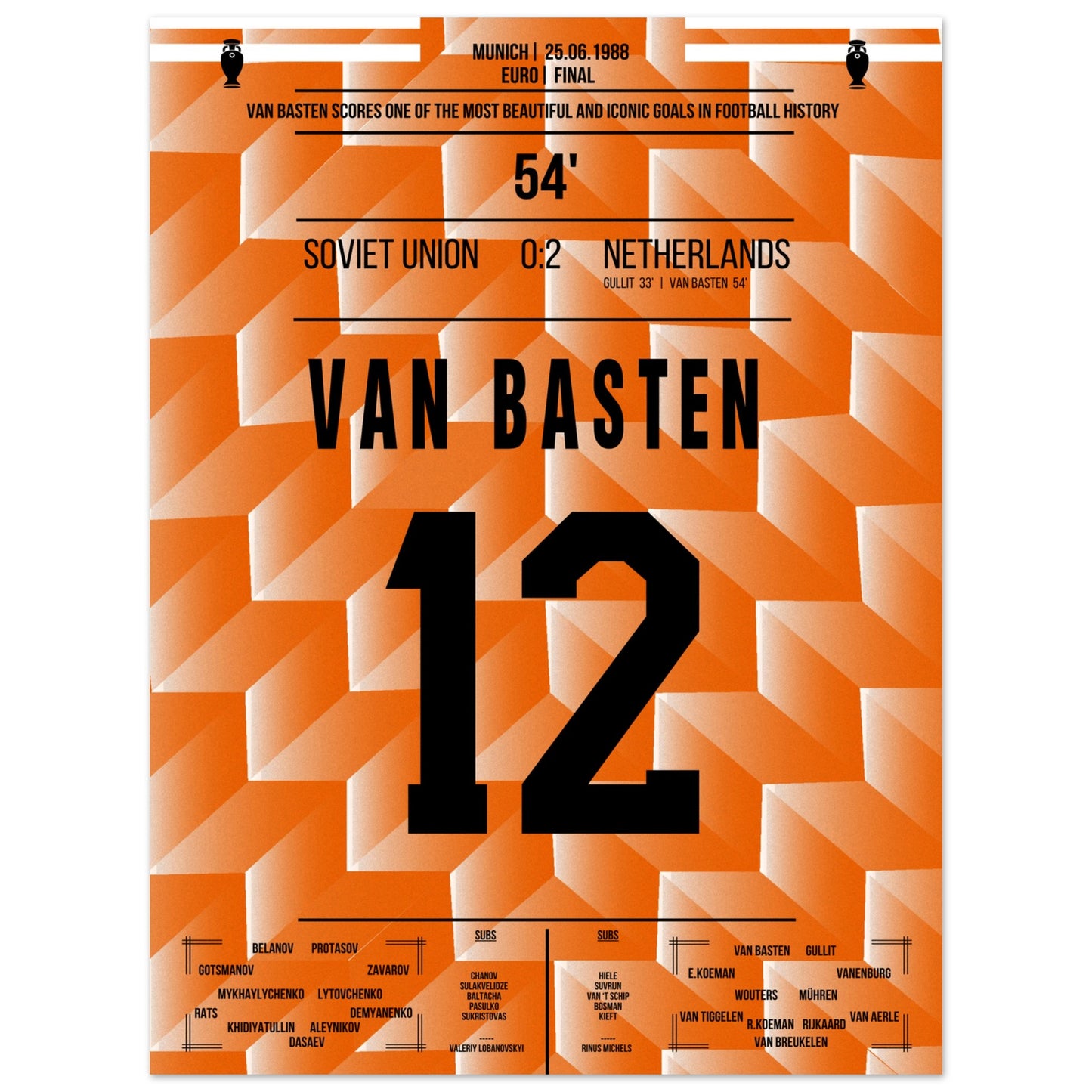 Van Basten's berühmtes Tor im Finale der Euro 1988 30x40-cm-12x16-Premium-Semi-Glossy-Paper-Poster