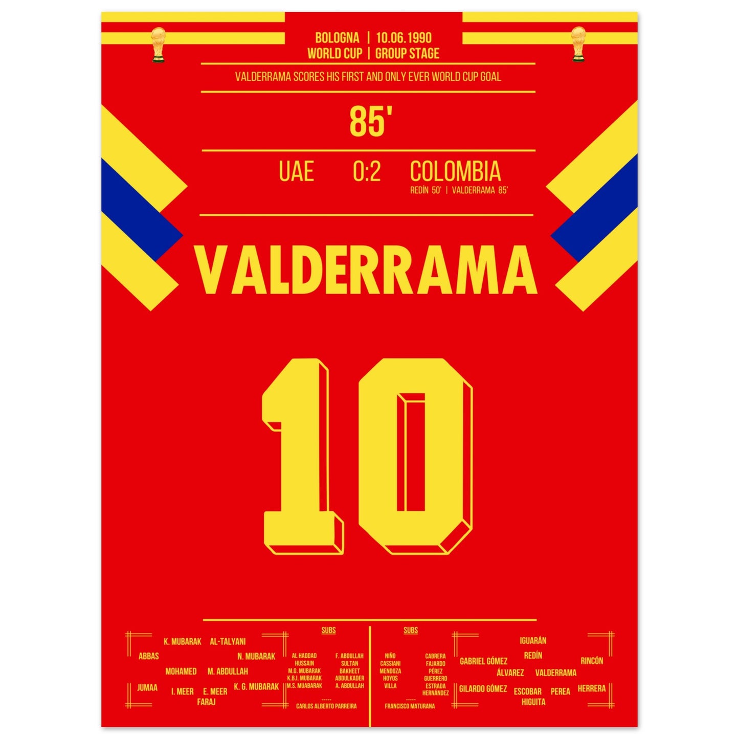 Valderrama's Tor bei der WM 1990 "El Pibe" 45x60-cm-18x24-Ohne-Rahmen