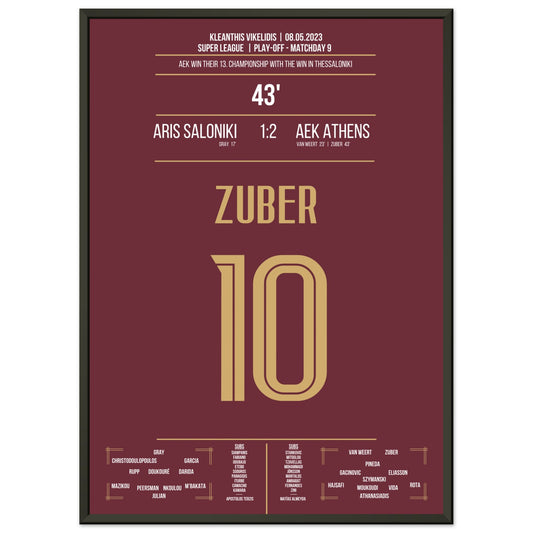 Zuber's Tor zu AEK's 13. Meisterschaft 50x70-cm-20x28-Schwarzer-Aluminiumrahmen