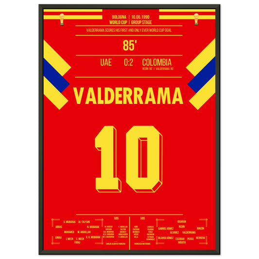 Valderrama's Tor bei der WM 1990 "El Pibe" 50x70-cm-20x28-Schwarzer-Aluminiumrahmen