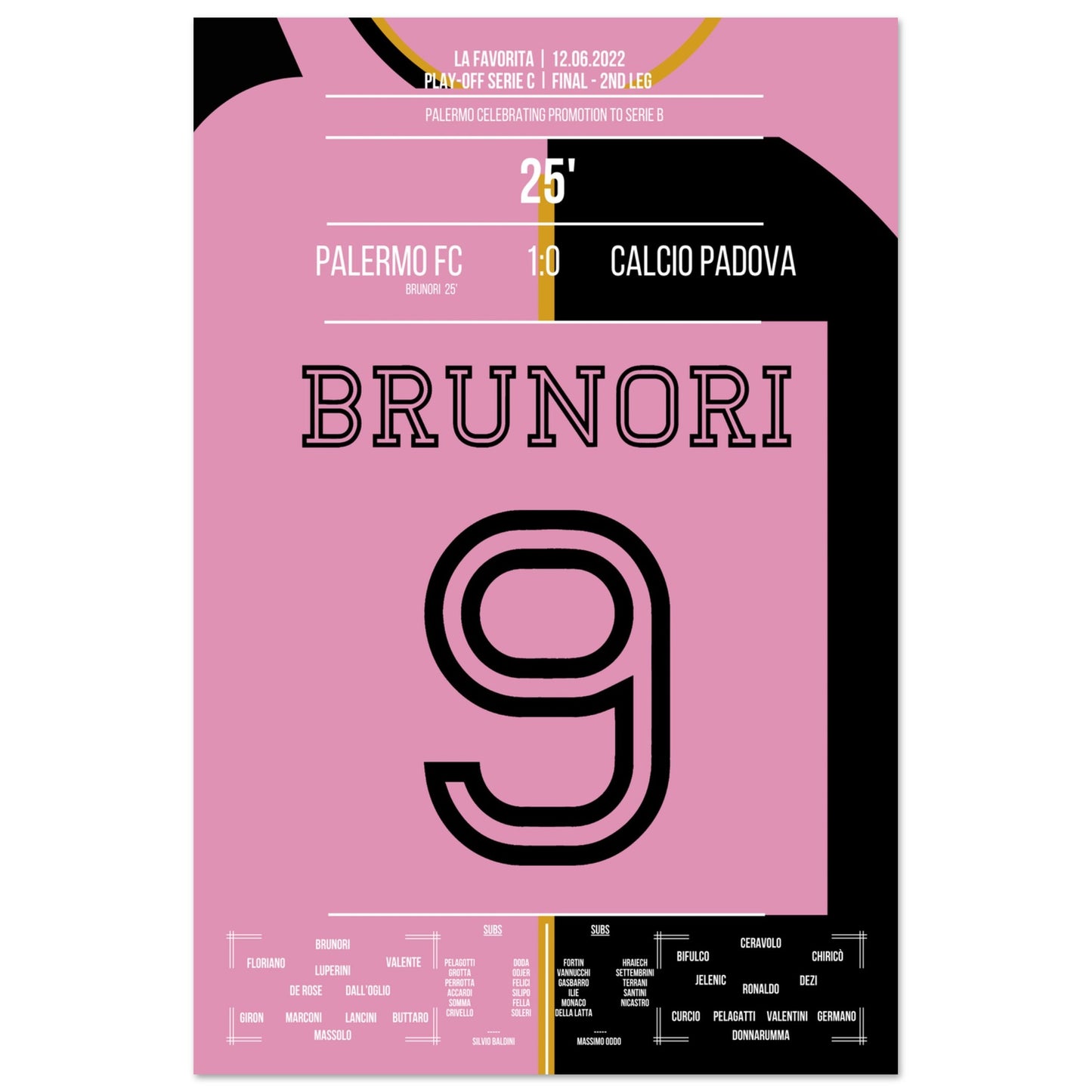 Brunori's Tor bei Palermo's Rückkehr in die Serie B 60x90-cm-24x36-Ohne-Rahmen