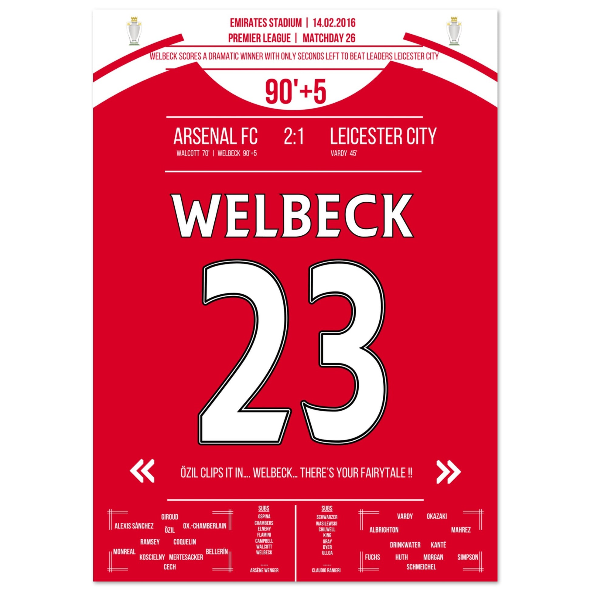 Welbeck's Siegtreffer in letzter Sekunde gegen Leicester in 2016 A4-21x29.7-cm-8x12-Ohne-Rahmen