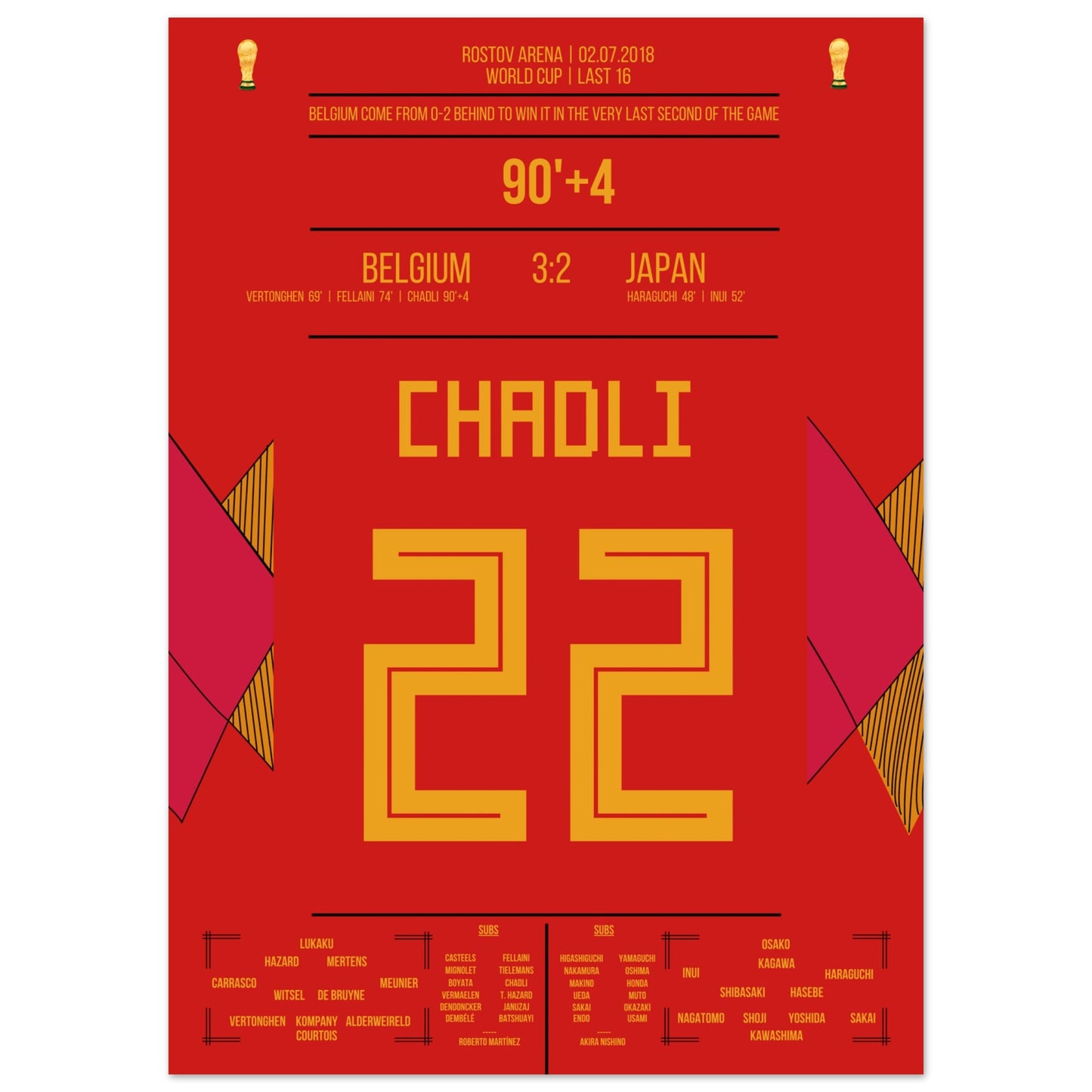 Chadli's Last-Minute Tor gegen Japan bei der WM 2018 50x70-cm-20x28-Ohne-Rahmen