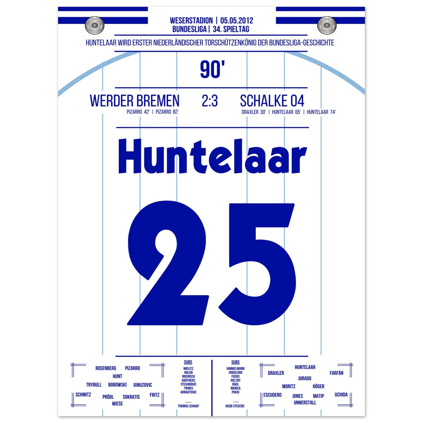 Huntelaar wird erster niederländischer Torschützenkönig der Bundesliga 30x40-cm-12x16-Ohne-Rahmen