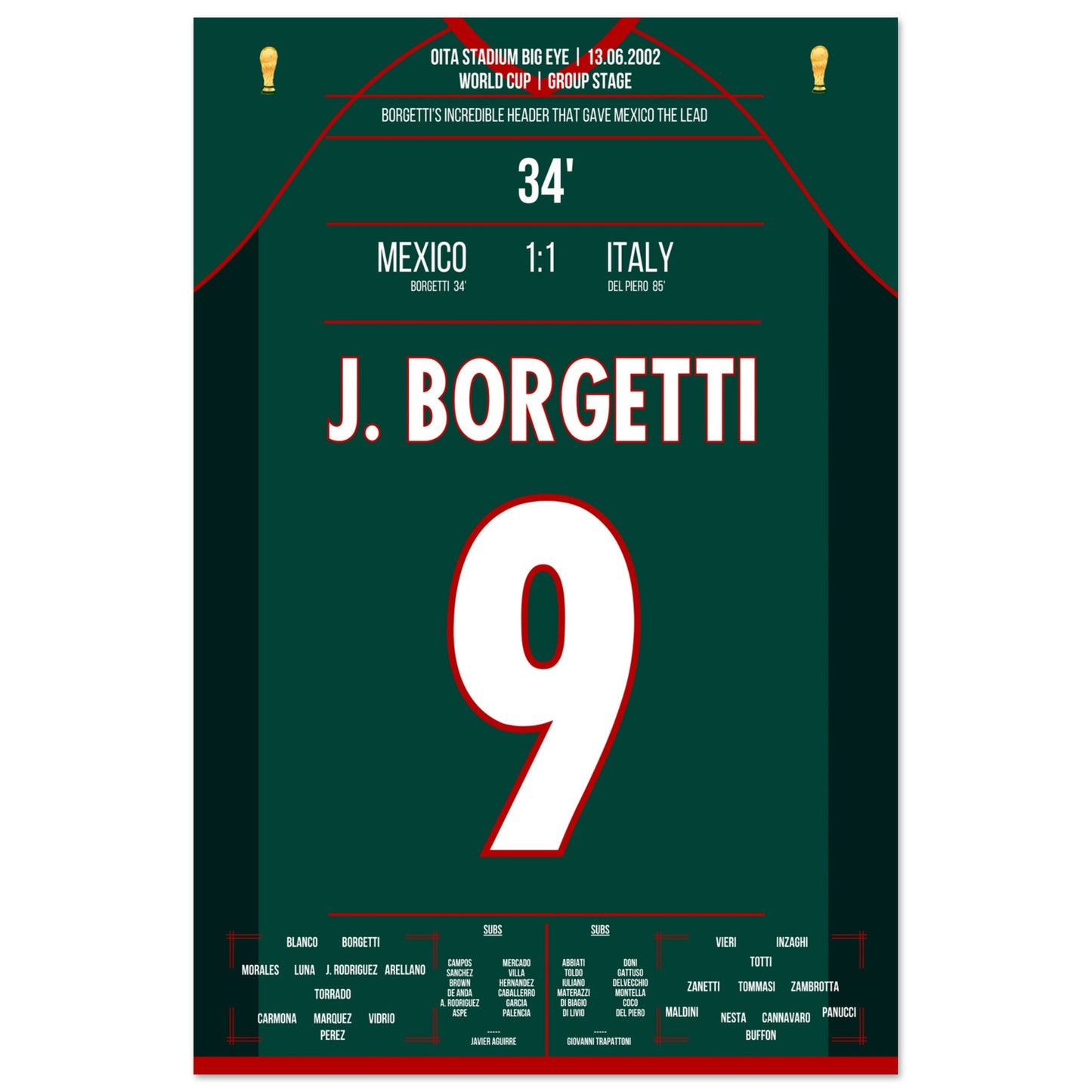 Borgetti's sensationelles Kopfballtor gegen Buffon bei der WM 2002 60x90-cm-24x36-Ohne-Rahmen