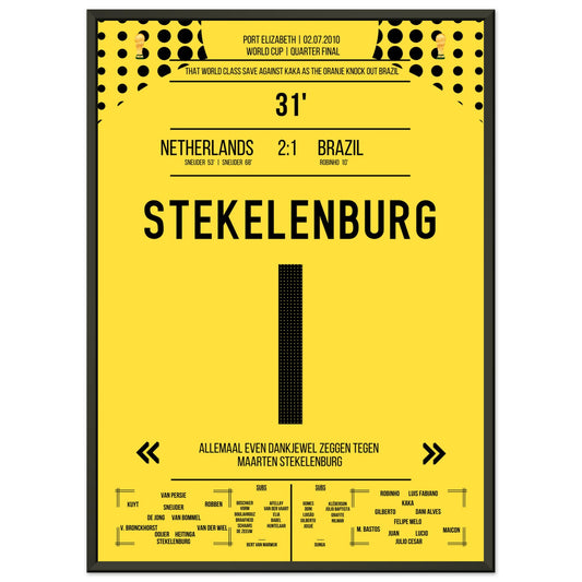 Stekelenburg's Weltklasse Aktion gegen Kaka bei der WM 2010 Kommentar-Version 50x70-cm-20x28-Schwarzer-Aluminiumrahmen
