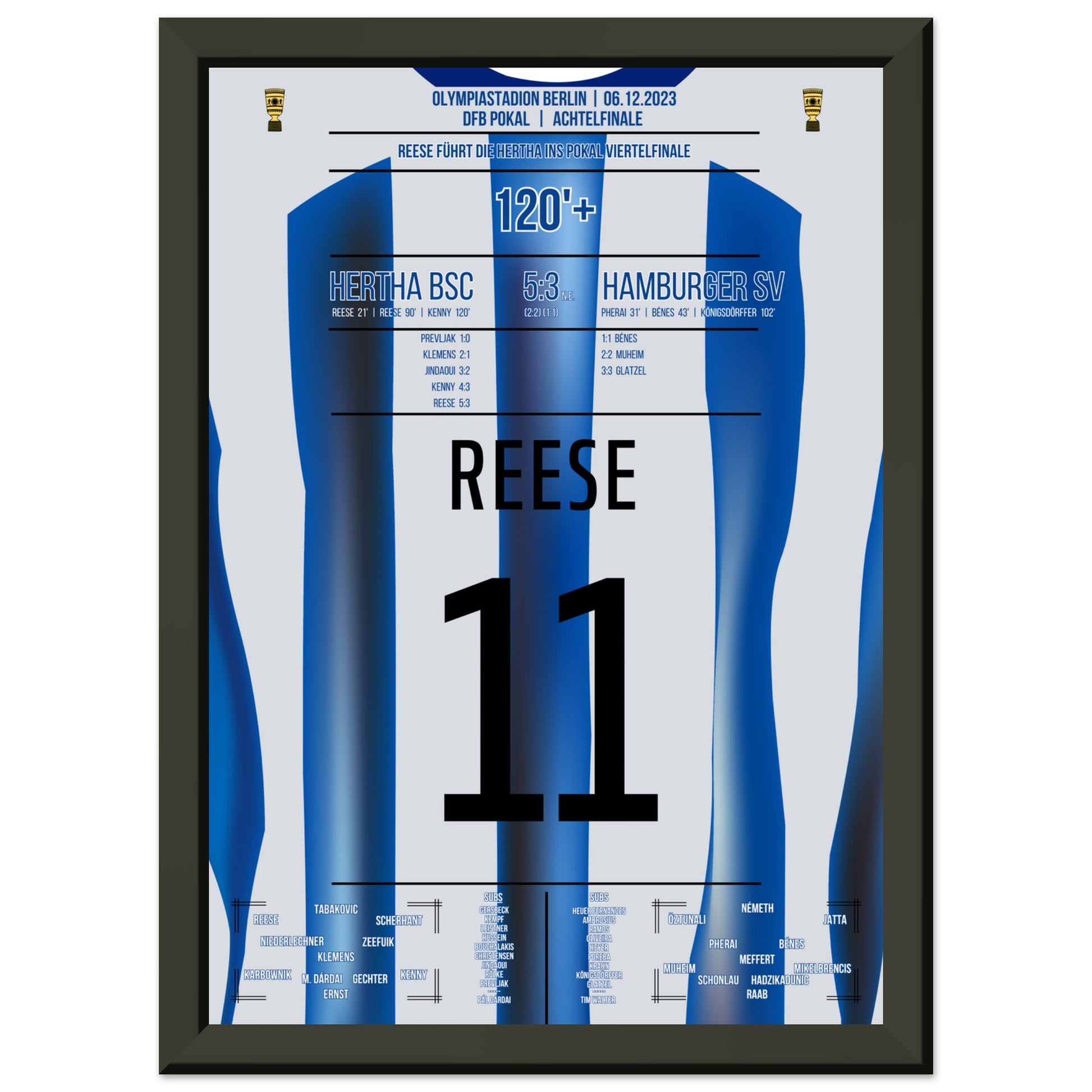 Reese schiesst die Hertha ins Pokal-Viertelfinale A4-21x29.7-cm-8x12-Schwarzer-Aluminiumrahmen
