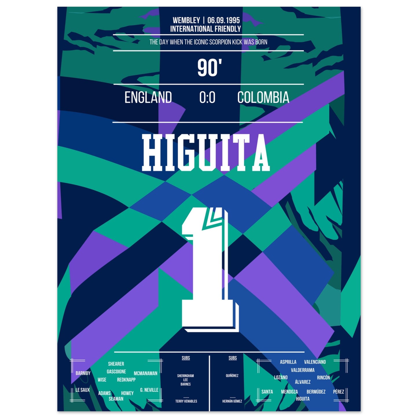 Higuita's Scorpion-Kick gegen England 1996 30x40-cm-12x16-Ohne-Rahmen