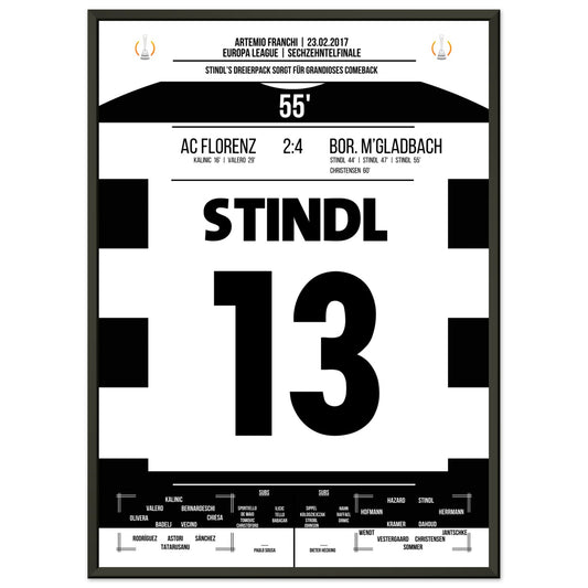 Stindl Hattrick bei furiosem Comeback in der Europa League 2017 50x70-cm-20x28-Schwarzer-Aluminiumrahmen