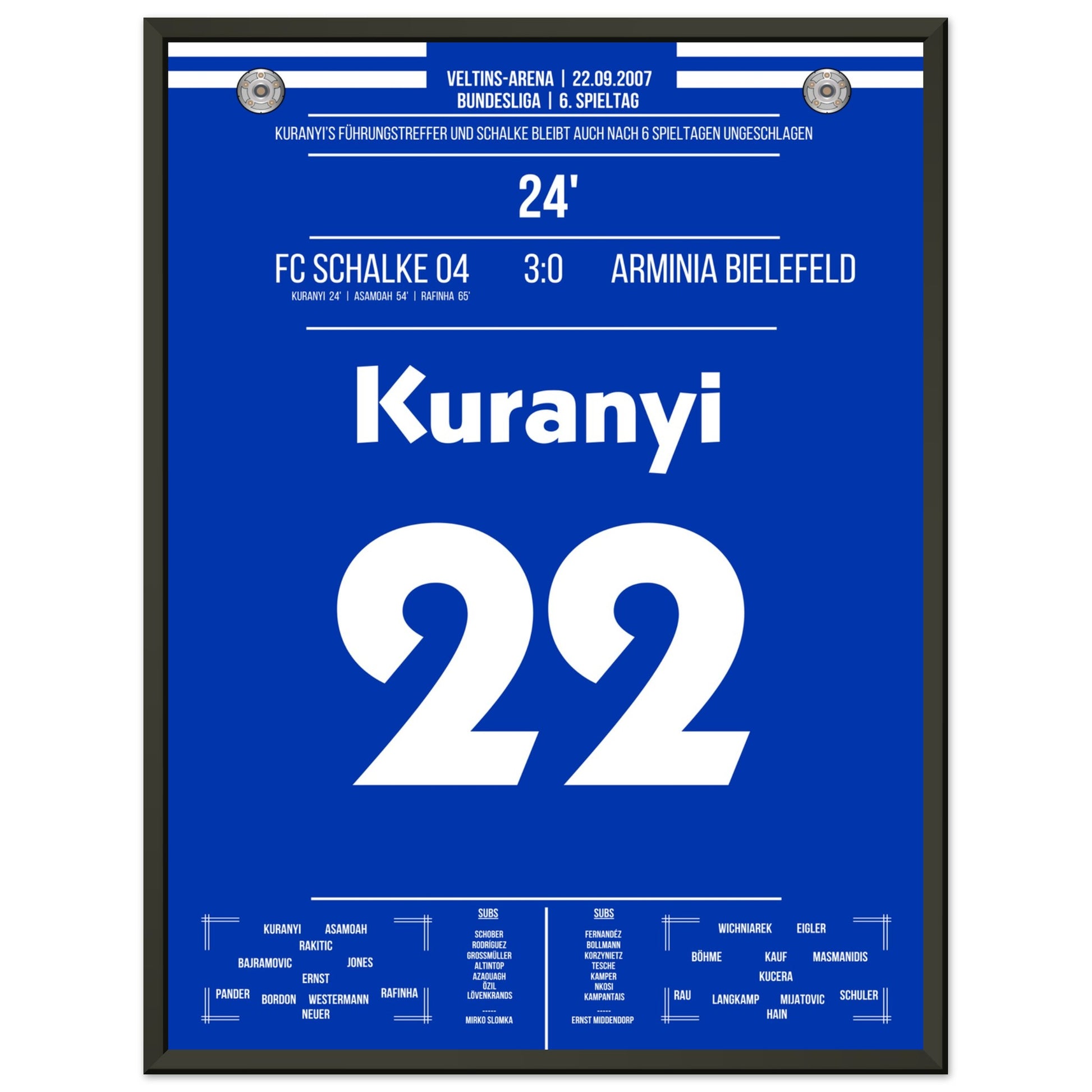 Kuranyi's Führungstreffer bei 3-0 Sieg gegen Bielefeld 2007 45x60-cm-18x24-Schwarzer-Aluminiumrahmen