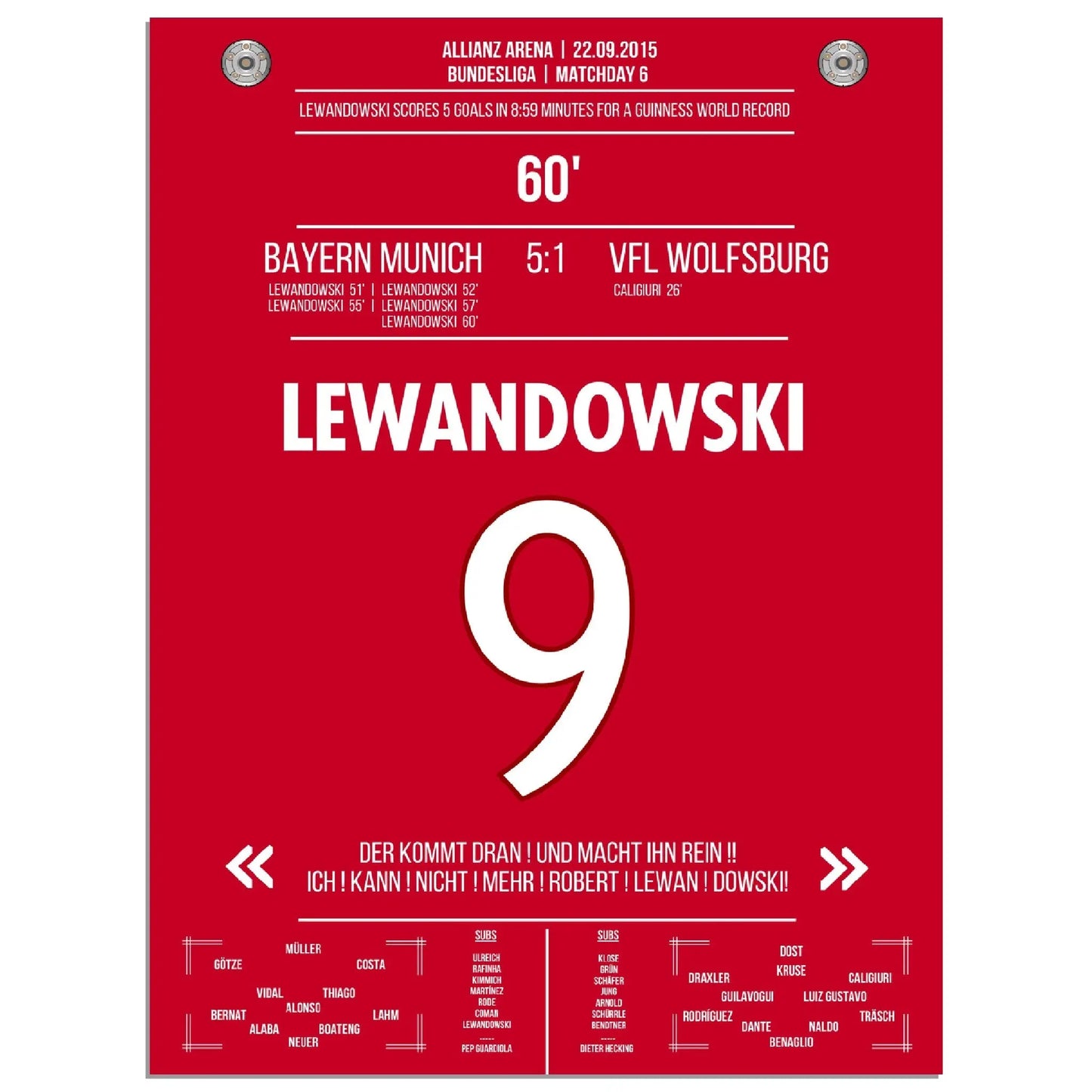 5 Tore Weltrekord von Lewandowski 2015 Bayern - Wolfsburg 