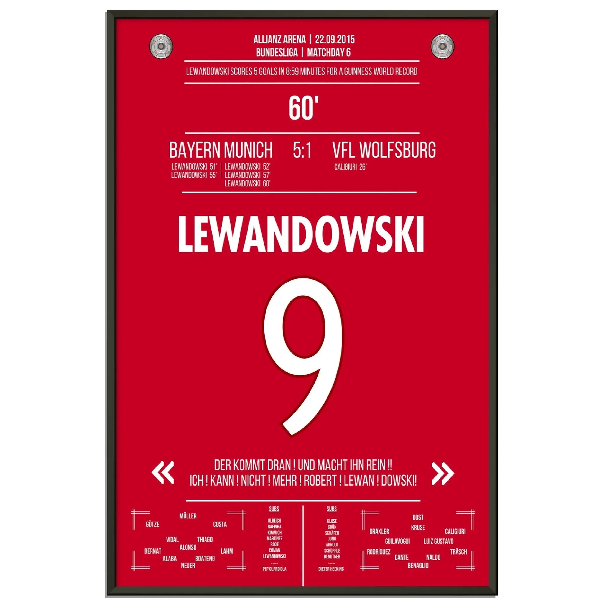 5 Tore Weltrekord von Lewandowski 2015 Bayern - Wolfsburg 