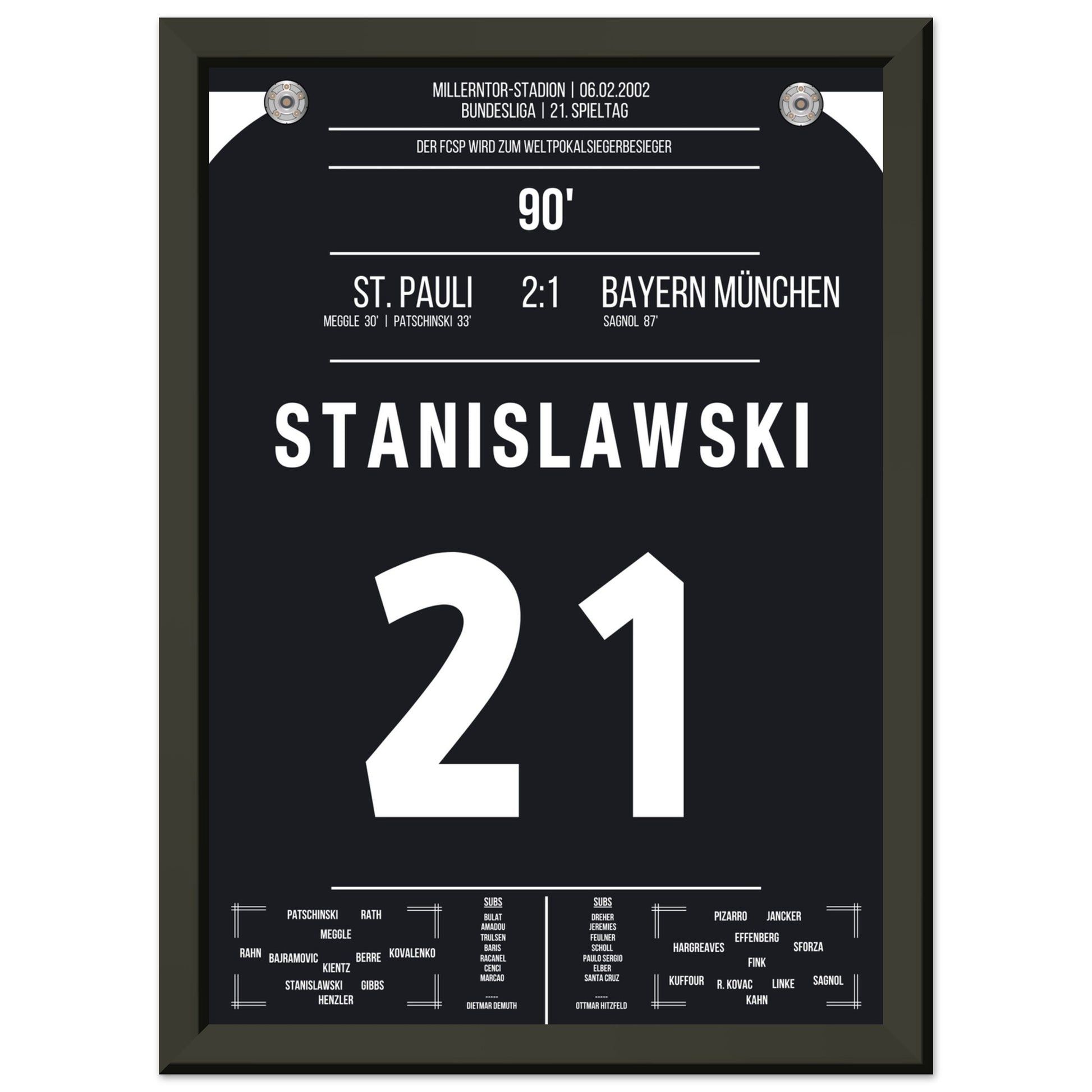 Die Geburtsstunde der Weltpokalsiegerbesieger - Stanislawski A4-21x29.7-cm-8x12-Schwarzer-Aluminiumrahmen